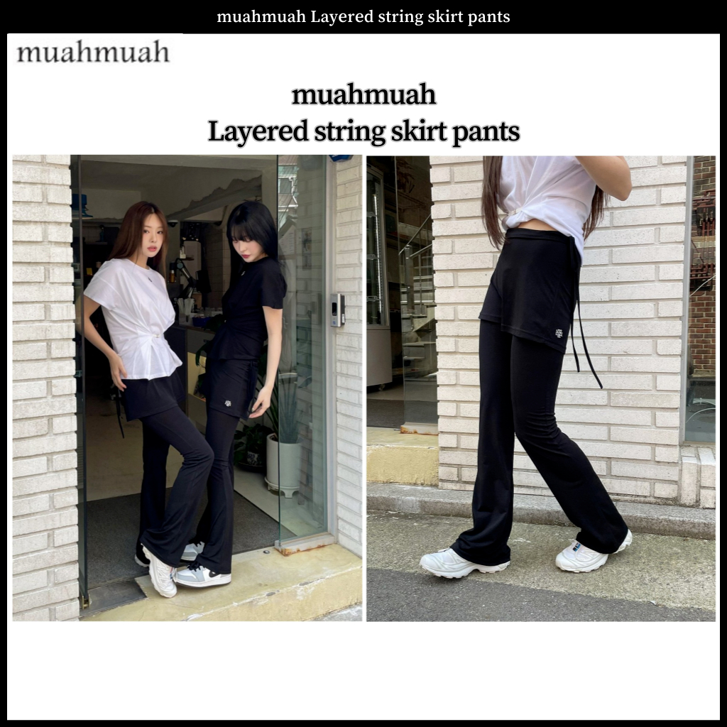 ●muahmuah● Layered String Skirt Pants Black _MUP24001_ MUSINSA | MUAHMUAH Layered String Skirt Pants [Black]