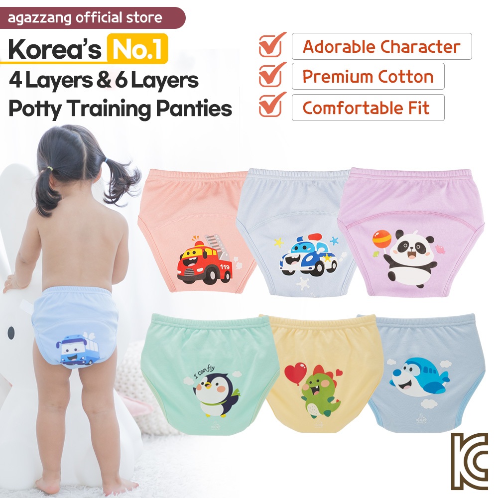 agazzang]100% Cotton Baby Toilet Training Pants 4/6Layers Washable - Main Image