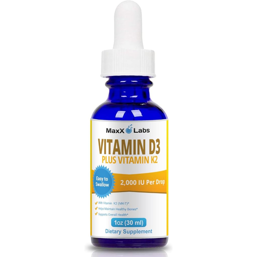 MaxX Labs Vitamin D3 K2 Liquid Drops Vitamin D3 2000 IU K2 MK7 30ml