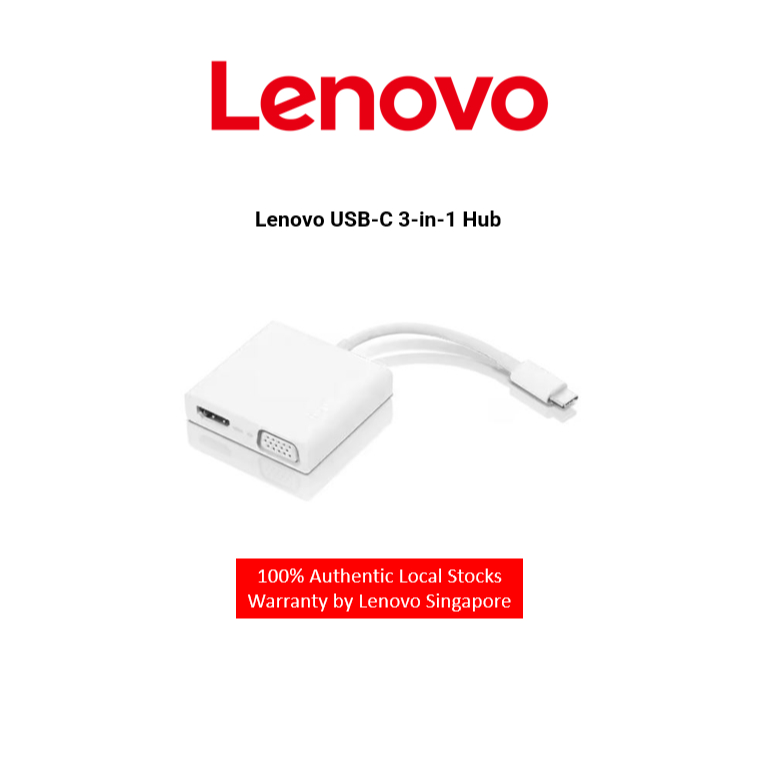 Hub USB-C 3-en-1 Original Lenovo - Référence GX90T33021, Neuf Sous Blister