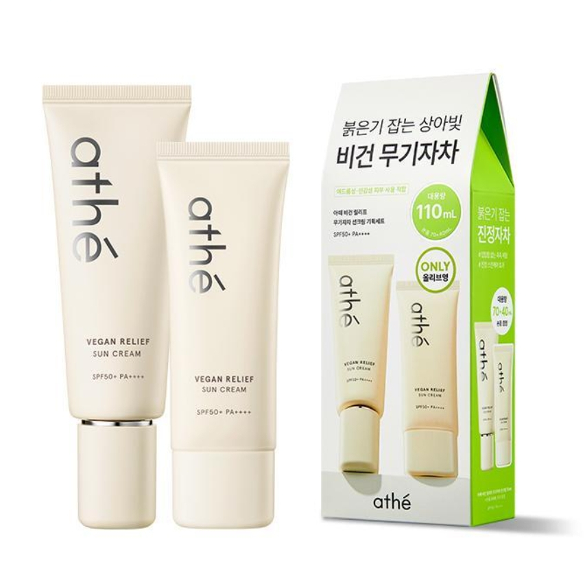 【Athe】 Vegan Relief Sun Cream 70mL+40mL SPF50+ PA++++ Special Set ...