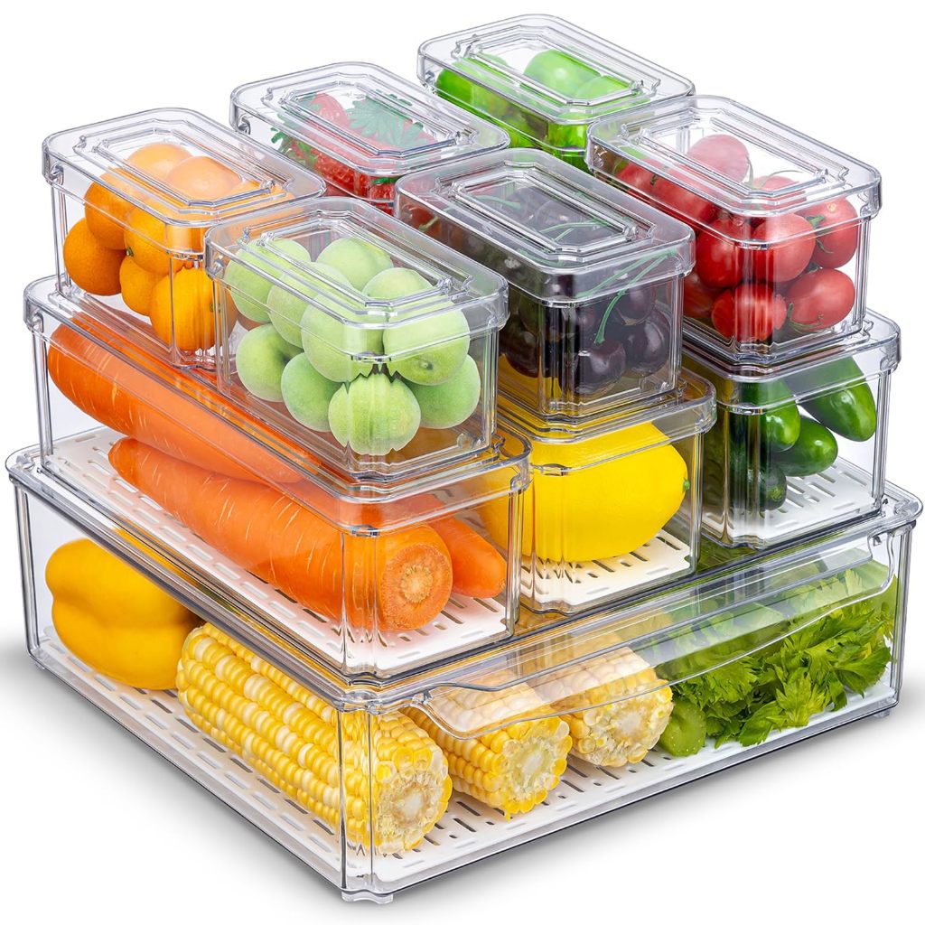 10 Pack Fridge Organizer and Storage, Stackable Refrigerator Organizer ...