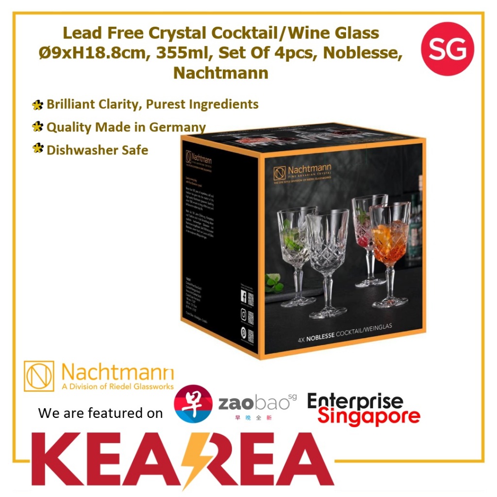 Nachtmann Noblesse Lead Free Crystal Cocktail / Wine Glass, Set of 4pcs ...