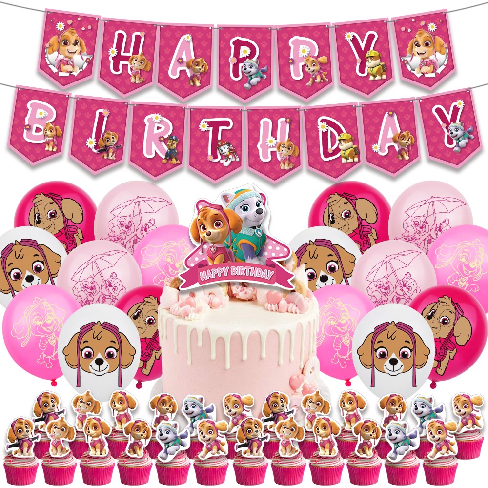 Paw Patrol Birthday Balloons - Marshall & Skye Latex Balloons For Party Decorations