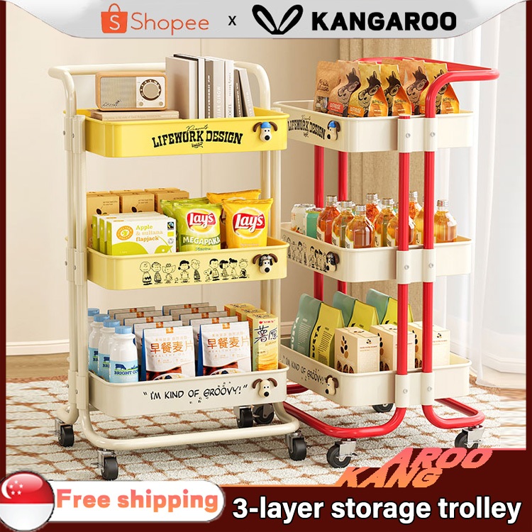 KL 3-Layer Snack Storage Rack Storage cart Multi-Purpose Trolley Rack ...