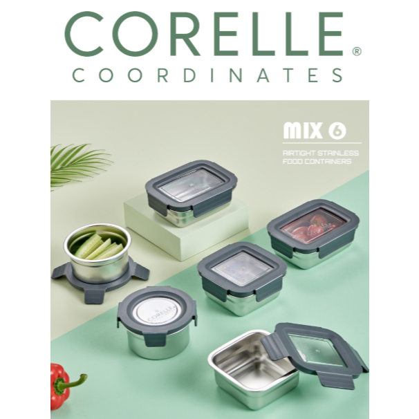 CORELLE / Premium Stainless Steel Airtight Food Container Set (4-6pcs ...