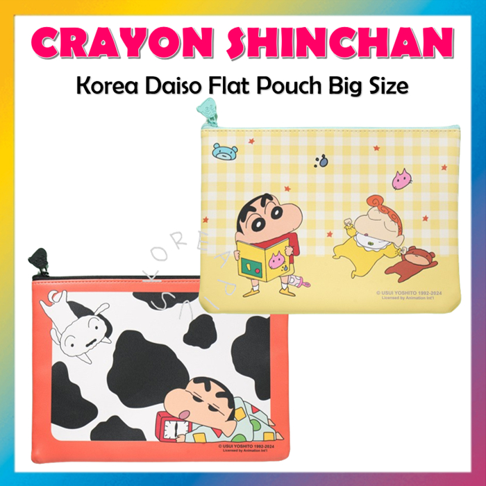 [CRAYON SHINCHAN] Korea Daiso Flat Pouch Big Size (Red Yellow) | Shopee ...