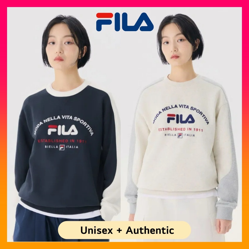 FILA Color Block Logo Unisex Sweatshirts (2024 NEW) | Shopee Malaysia