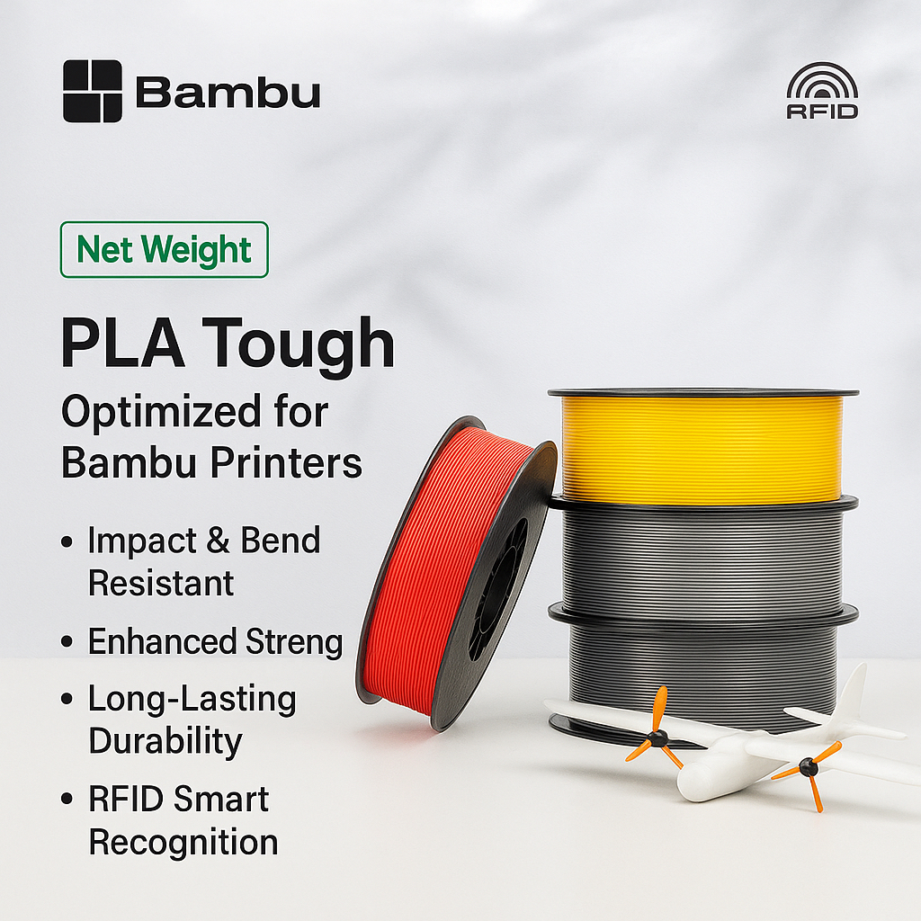 Bambu Lab PLA Tough + 3D printing Filament 1Kg with RFID and Spool ...