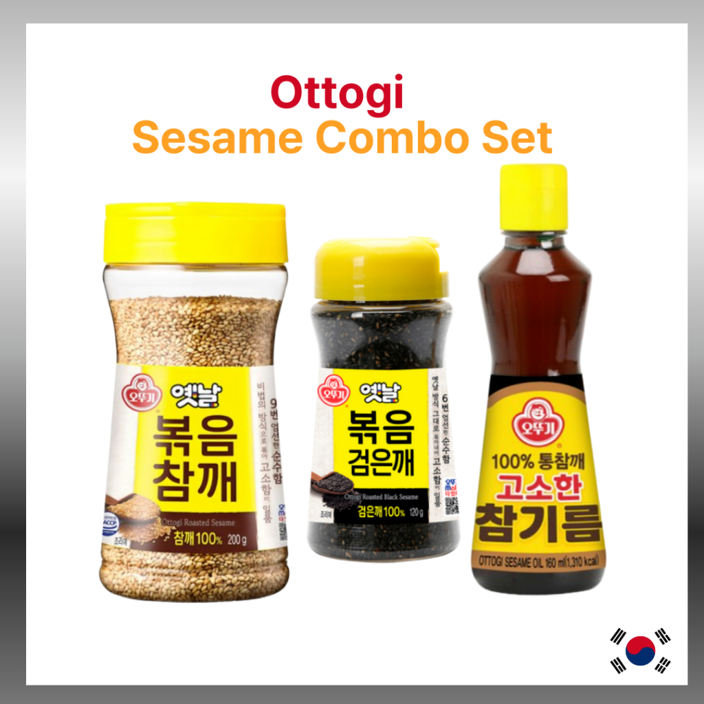 Ottogi Sesame Combo Set (3 Items) / Roasted Sesame Seeds & Oil / Korean ...