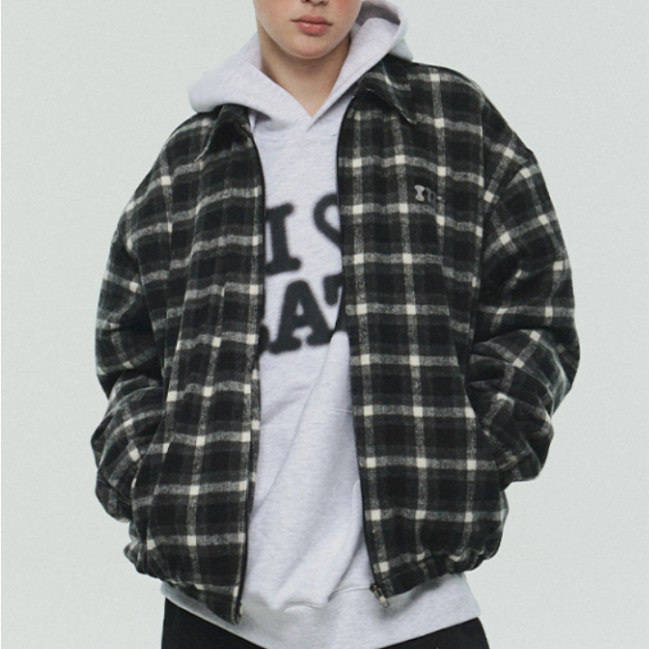 [ITZAVIBE] NCT Jaemin Jacket, Mini Logo Check Jar Blouson Jacket, NCT ...