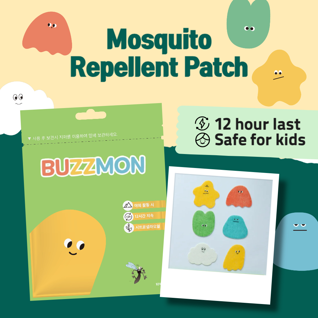 [Korea🇰🇷] Buzzmon / Mosquito Repellent Patch (18pcs) / Citronella / Safe for Babies and Kids