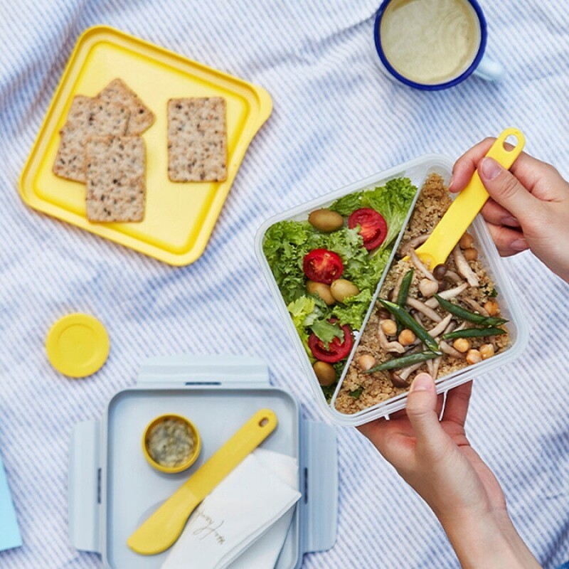 LocknLock TO-GO 2-Compartment Lunch Box 1.2L BPA Free To Go Divider ...