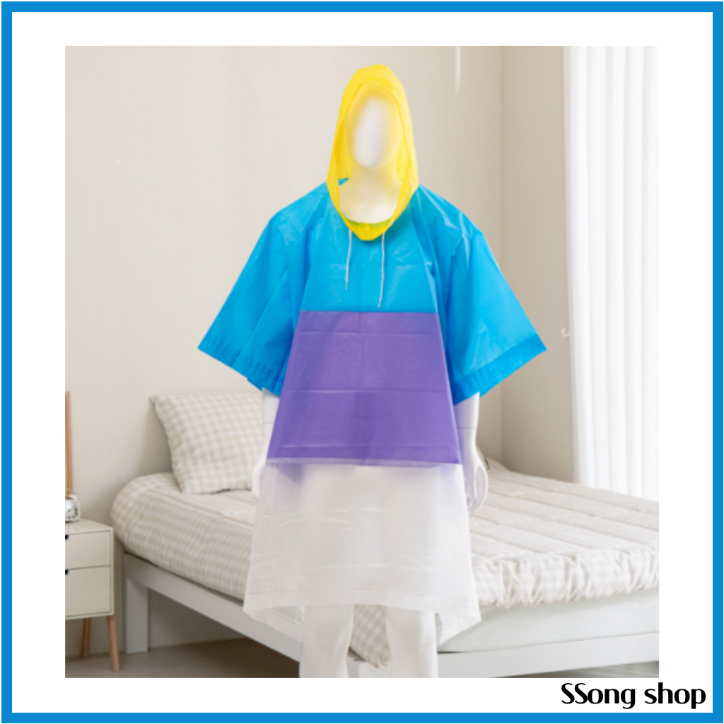Daiso Korea Color Block Poncho Raincoat Shopee Malaysia