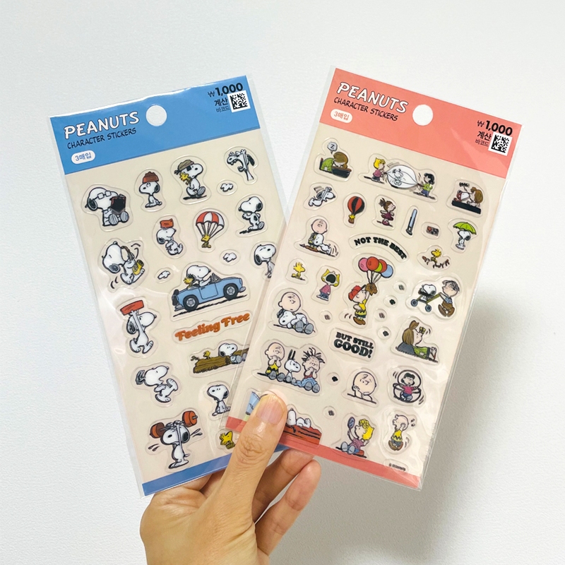DAISO Korea x Peanuts Snoopy PP Clear Sticker Woodstock Charlie Brown ...
