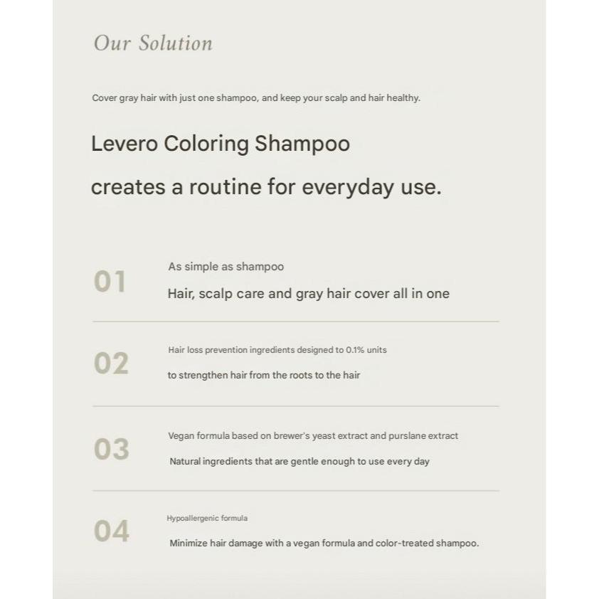 Levero Beer Yeast Gray Hair Cover Coloring Shampoo – Black / Dark Brown ...