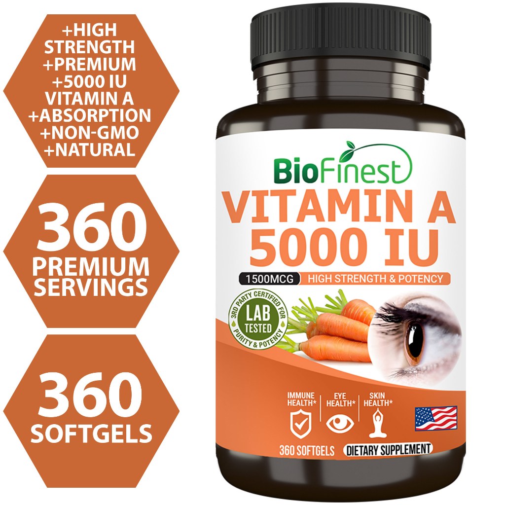 Biofinest Vitamin A 5000IU Supplement - Retinol Vitamin - Eye Vision ...
