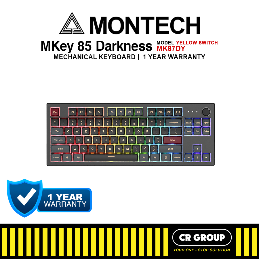 MONTECH Mkey 85 TKL Darkness - Mechanical Gaming Keyboard - Red/Yellow ...