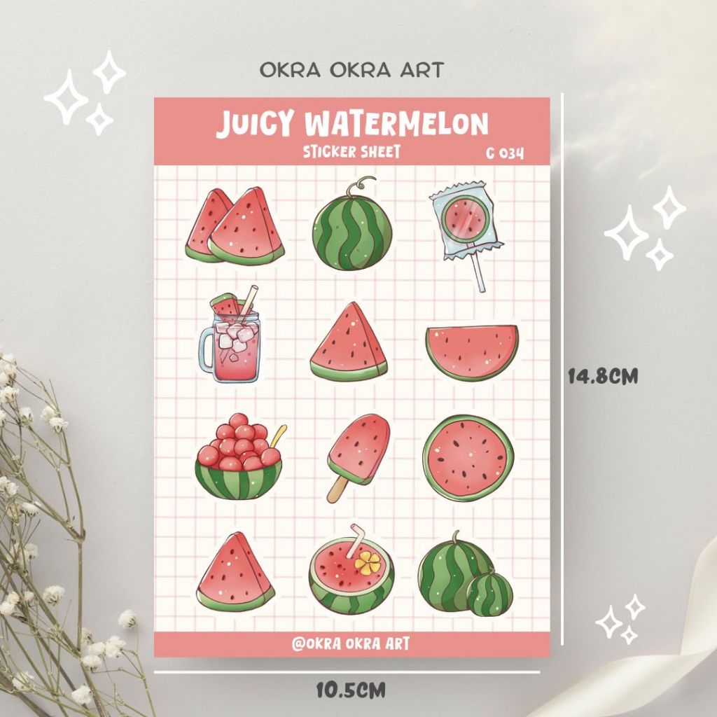Juicy Watermelon Sticker Sheet |Cute adorable present Fruits Planner ...