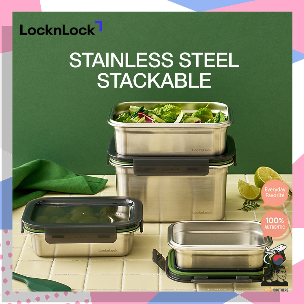 LocknLock / Stainless Steel Stackable Airtight Container 6 Sizes ...