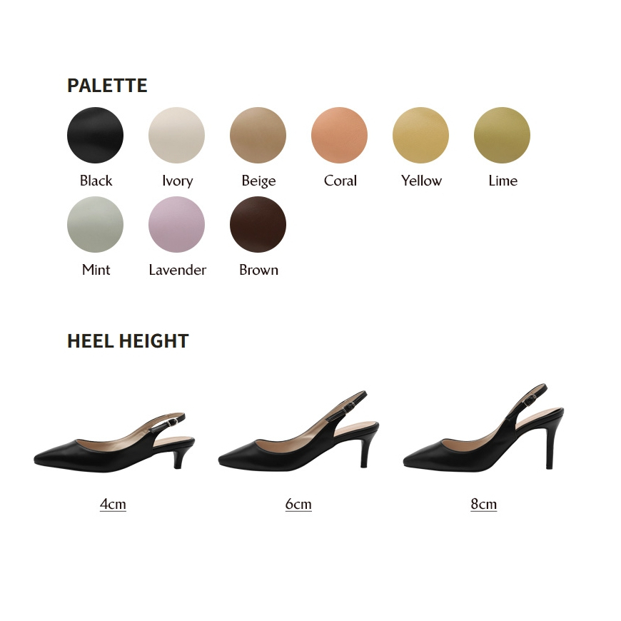 Inch Heel In Cm SAPPUN] Royles Basic Slingback Stiletto Heels (4/6