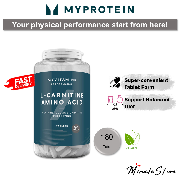 Myprotein L Carnitine Amino Acid 180 tablets Myvitamins 1000mg vegan ...