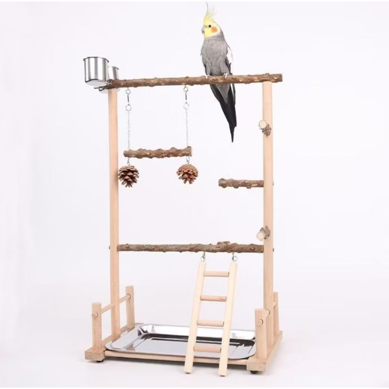 Image showcasing 🔥Ready Stock🔥Parrots Playstand Bird Playground Wood Perch Gym Stand ...