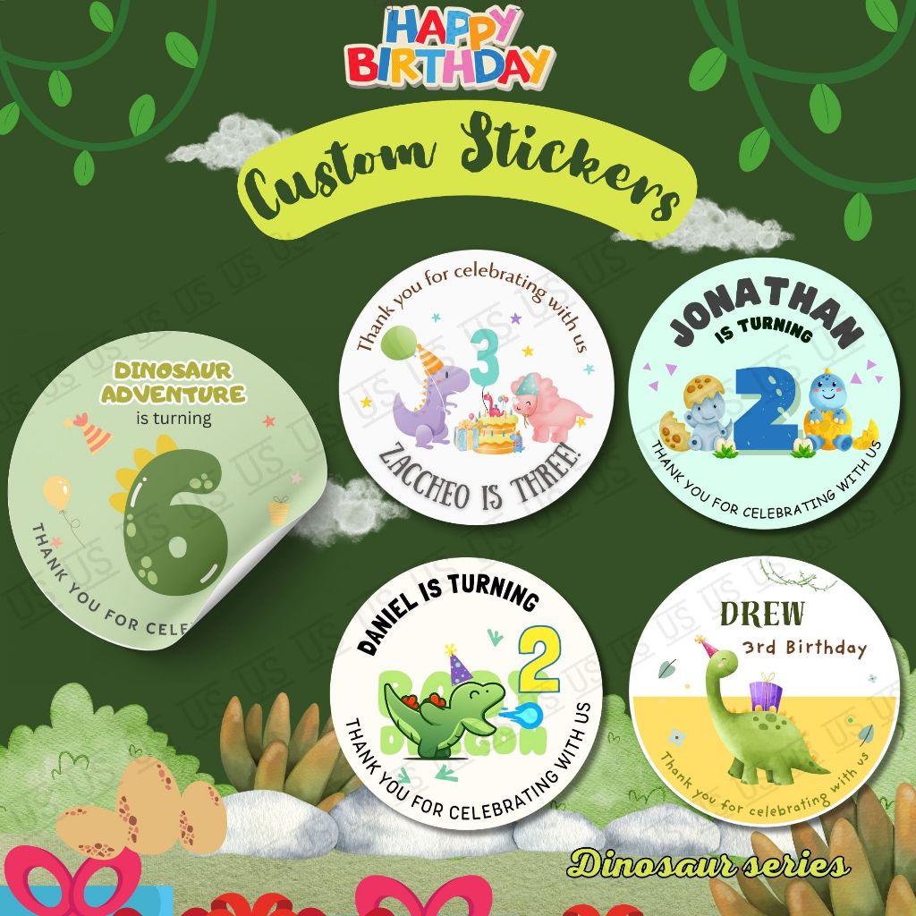 SG Seller| personalization Dinosaur Stickers Custom Birthay Stickers ...