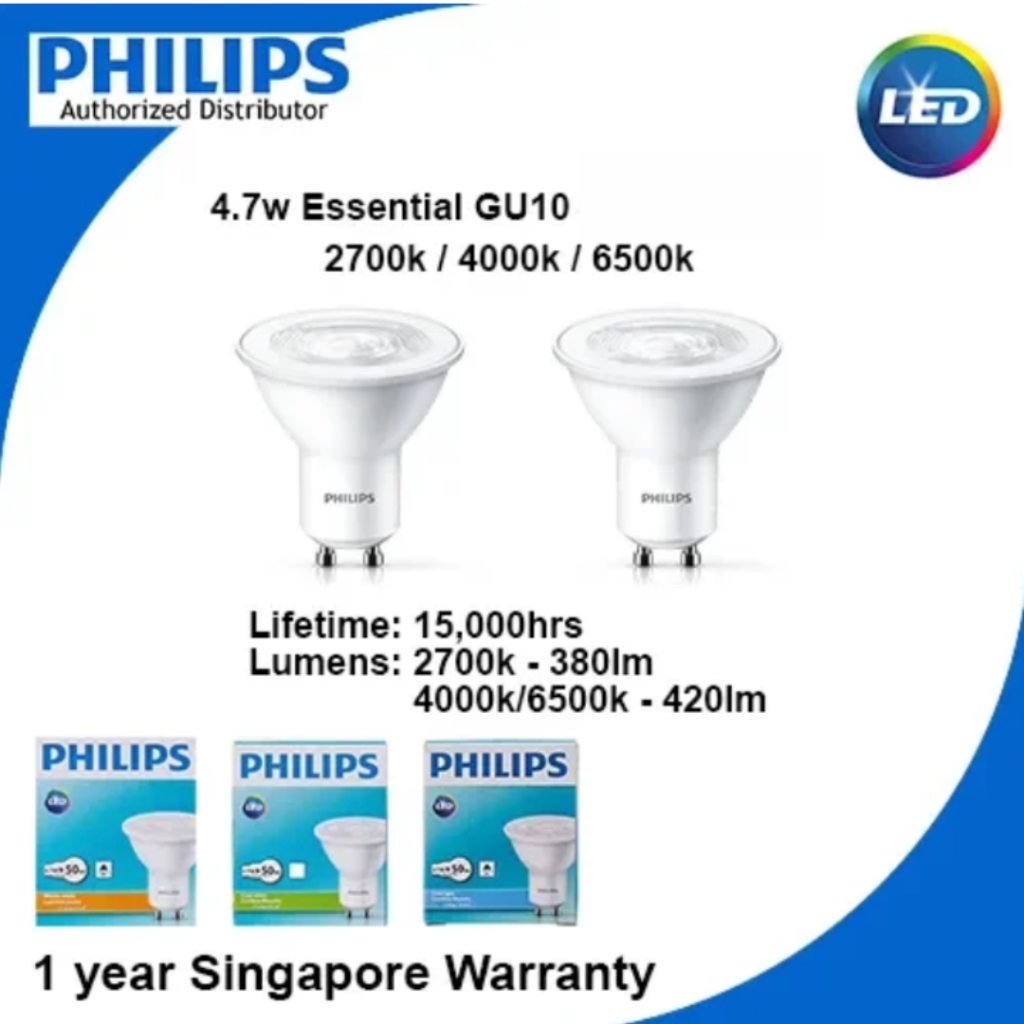 Philips Essential LED Spots GU10 4.7-50W | Shopee Malaysia