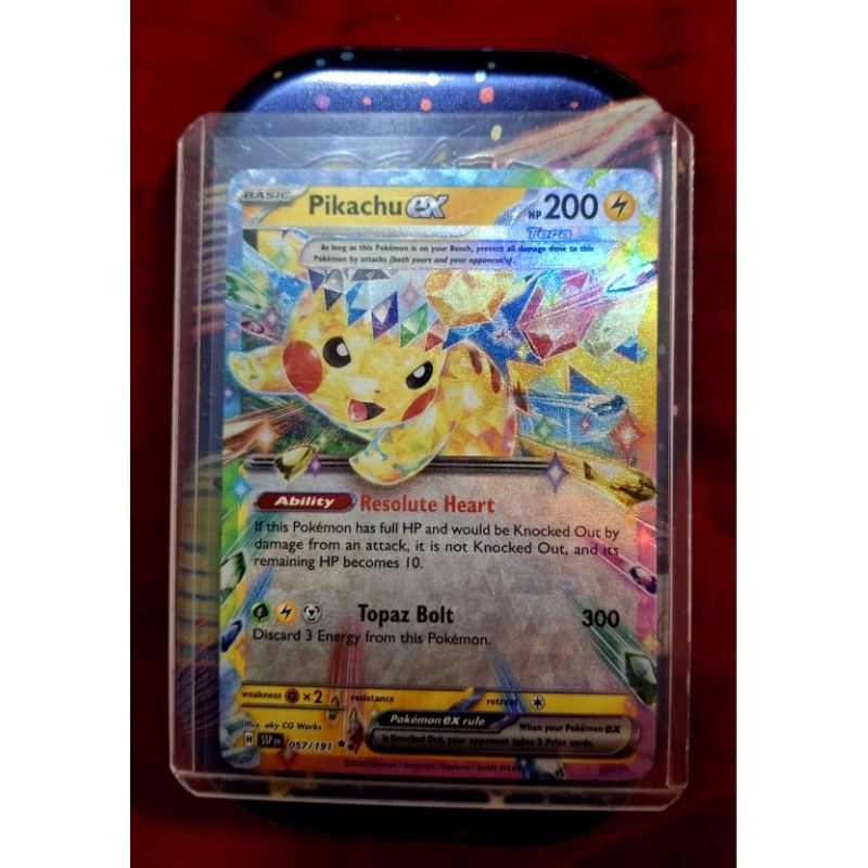 Pokemon Carta Singola – Pikachu Ex 057/191 – Tera Double Rare – Surging Sparks – Lamina Olografica, Autentica