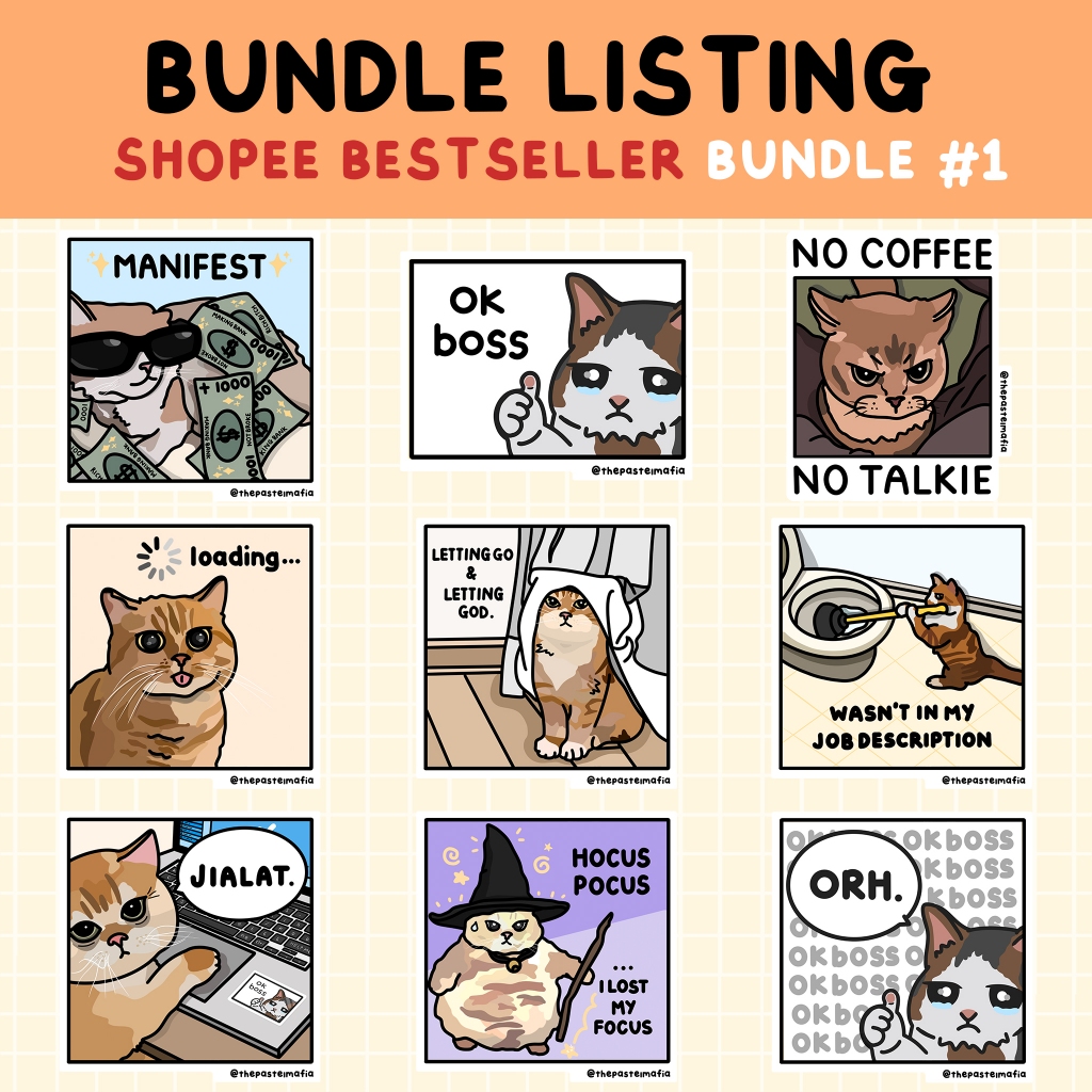 [BUNDLE] corporate cat meme sticker bundles | Shopee Malaysia