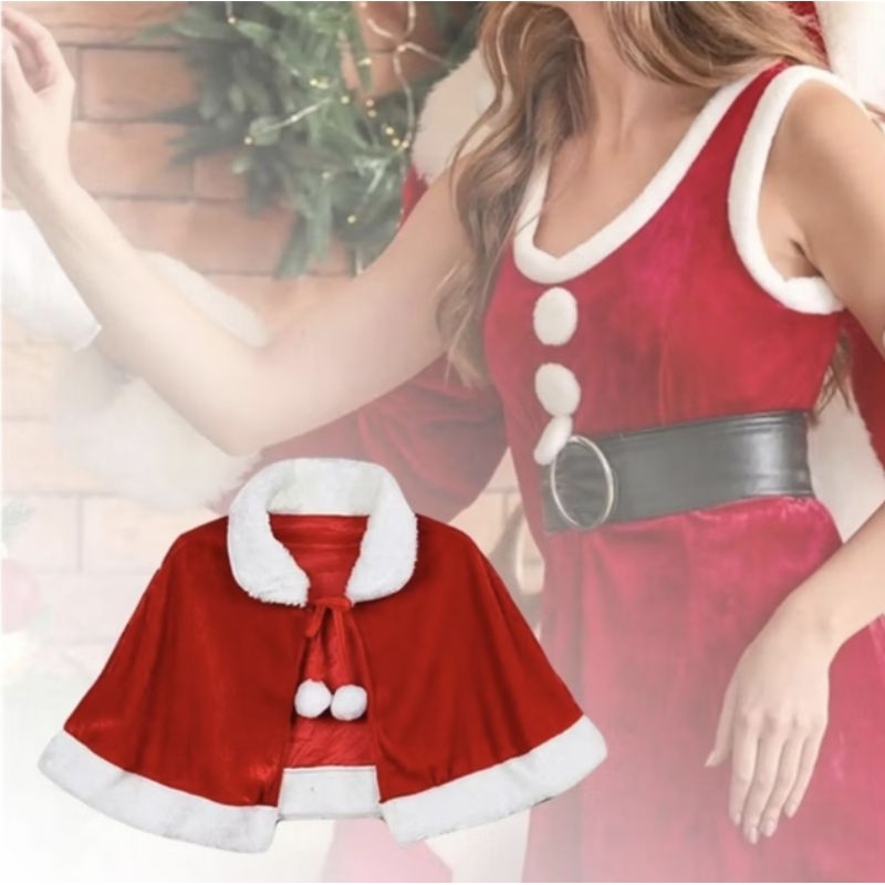 Christmas Cloak Red Cape Santarina costume | Shopee Malaysia
