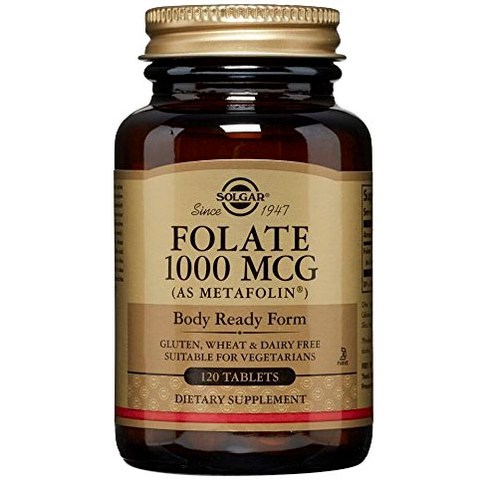Solgar Folate 1000 mcg Gluten-Free Vegan Sugar-Free Tablets 120 Count ...