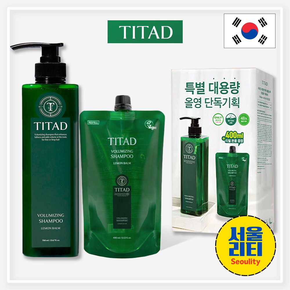 TITAD Lemon Balm Shampoo 700mL + Refill 400mL Set (Total 1100mL)｜For ...
