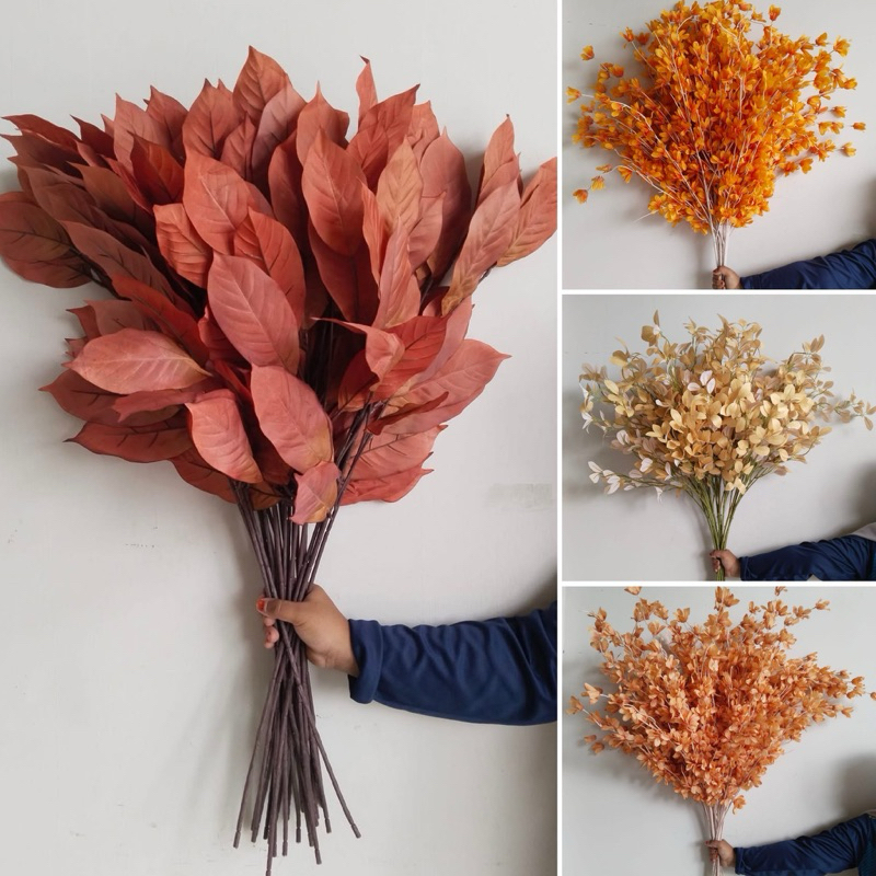 Koleksi Lelong Daun & Bunga Warna Sunset Orange & Yellow Untuk Dekorasi ...