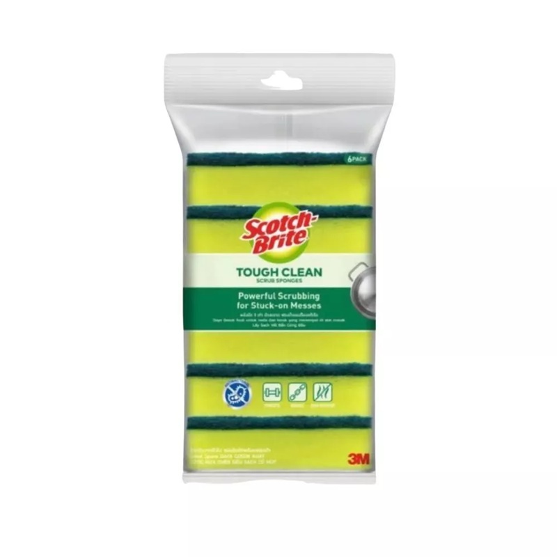 3M Scotch-Brite Tough Clean Scrub Sponge (6 pcs per pack) | Shopee Malaysia