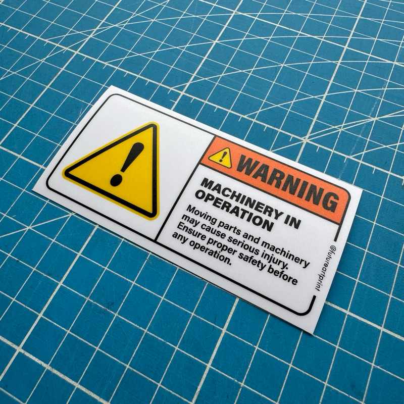 Machinery in Operation. Safety Sticker. Warning Caution Danger Sign ...