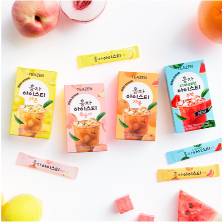 [TEAZEN] Black Tea Iced Tea, 4 flavors (10 sticks/ 3 boxes) Lemon ...