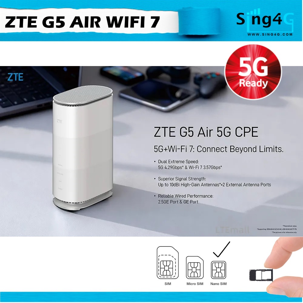 5G 4.2Gbps Sim Router ZTE MC801A MC888 G5B G5 AIR Global Vers ENGLISH ...