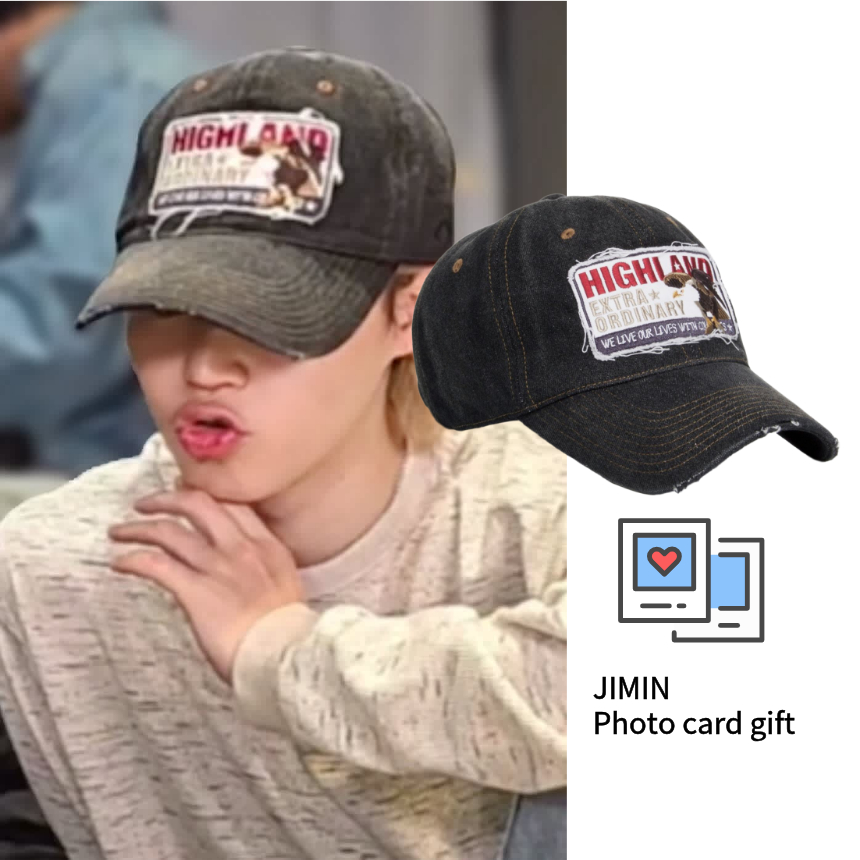 BTS Jimin Wear] PLATEAU Washing Ball Cap HIGH EA DENIM CAP BLACK L