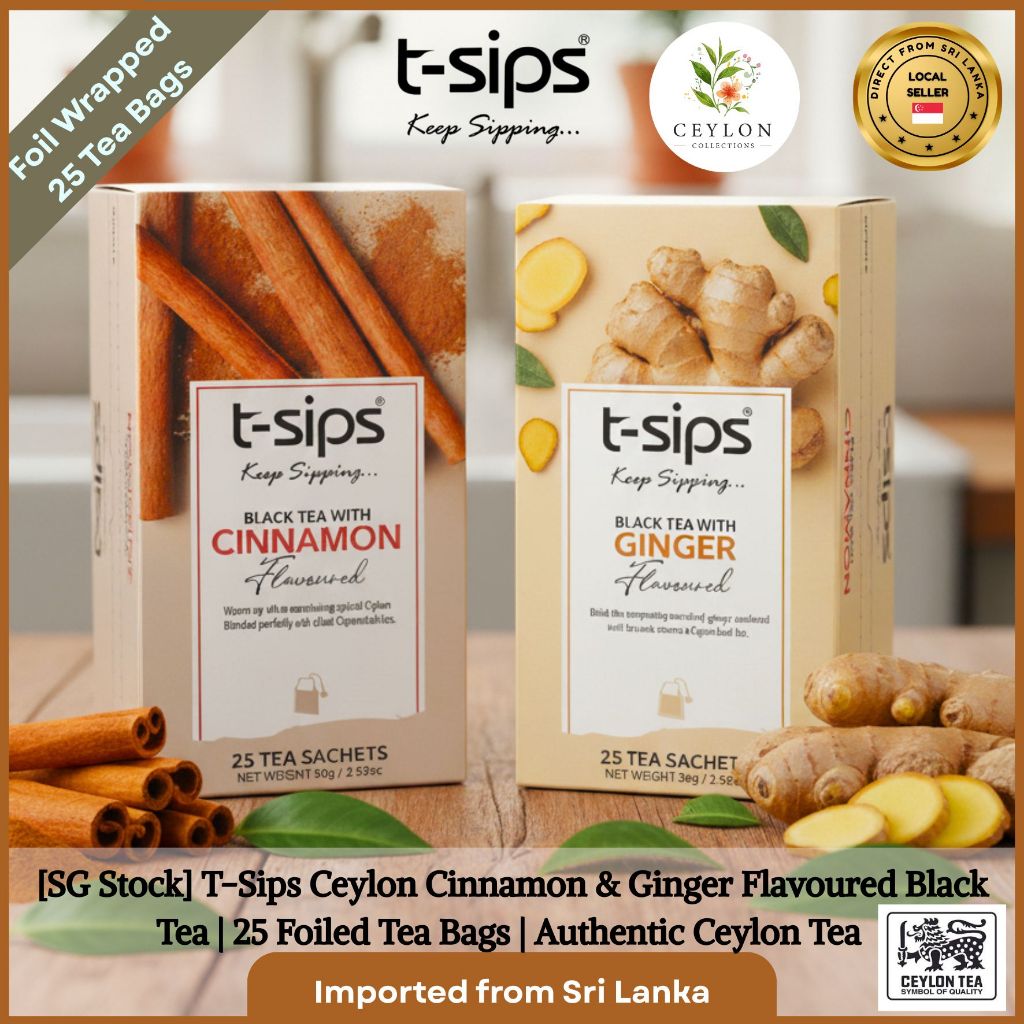 T-Sips Ceylon Cinnamon | Ginger Flavoured Black Tea - 25 Foiled Tea ...