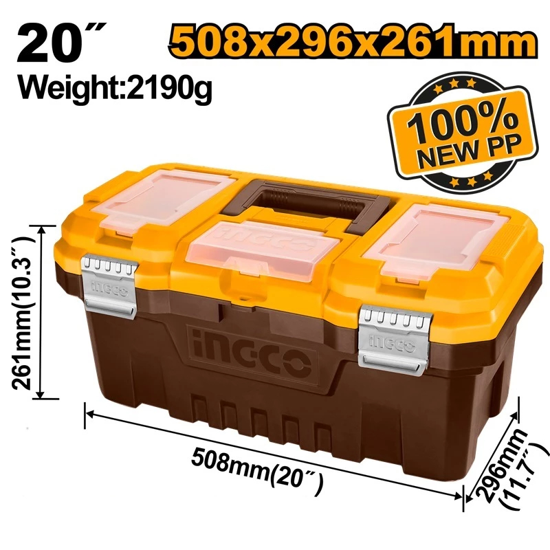 Ingco Plastic Super Hard Tool Box Case Organizer with Removable Tray ...