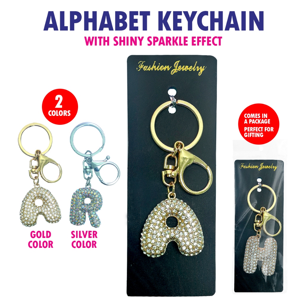 Alphabet Keychain *With Shiny Sparkle Effect | Shopee Malaysia