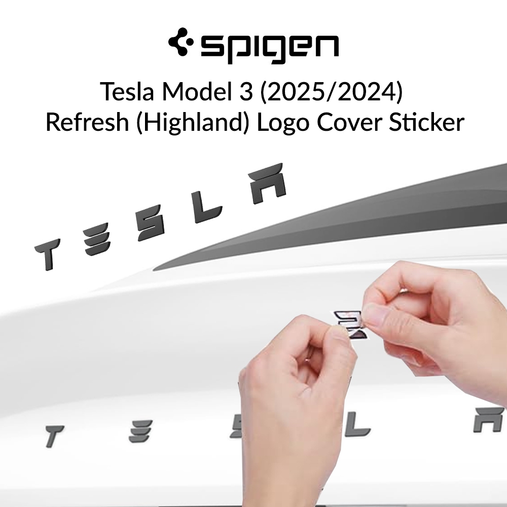 Spigen Tesla Model 3 (2026/2025/2024) Refresh (Highland) Rear Emblem ...