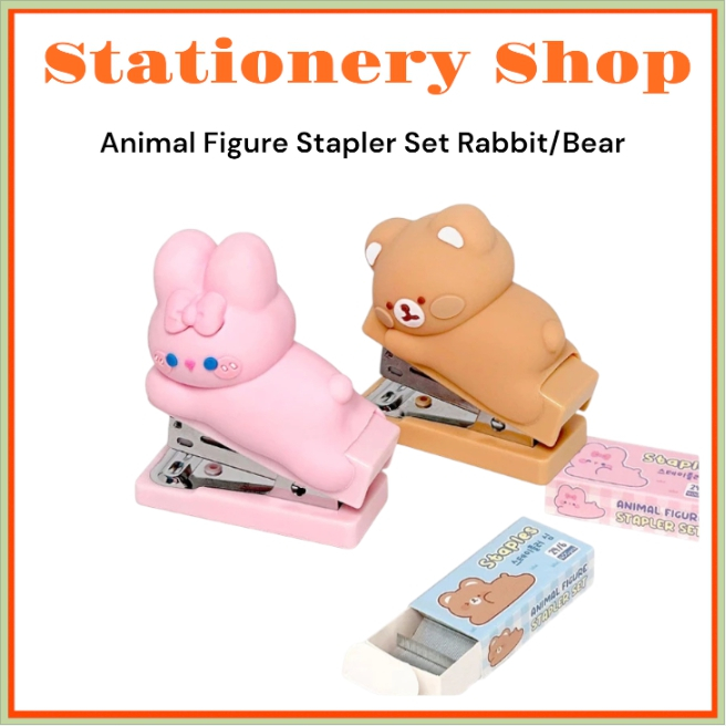 [Korean Stationery Shop] Animal Figure Stapler Set Rabbit/Bear | Shopee ...
