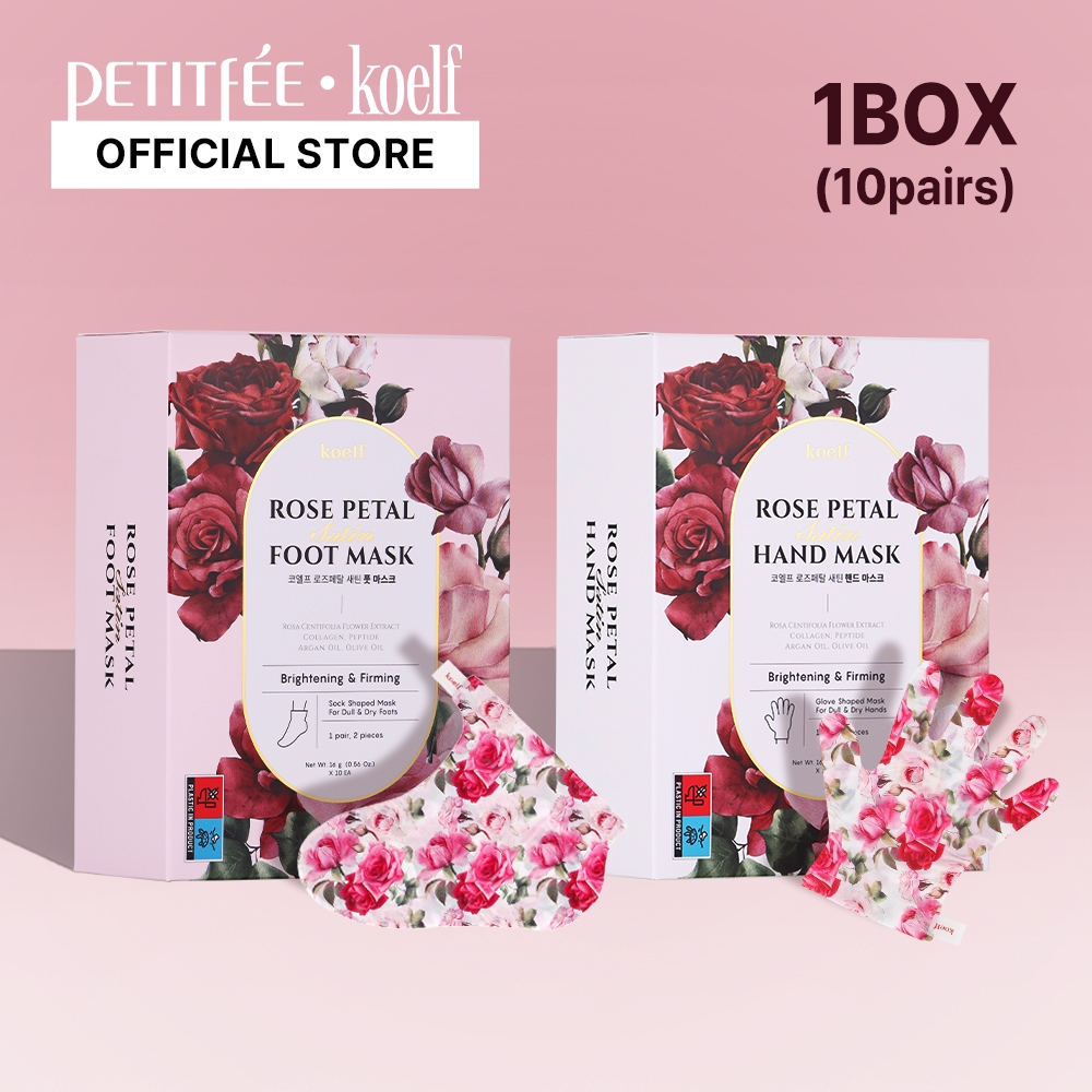 [Petitfee&koelf Official] Rose Petal Satin Foot&Hand Mask 1Box(10ea ...