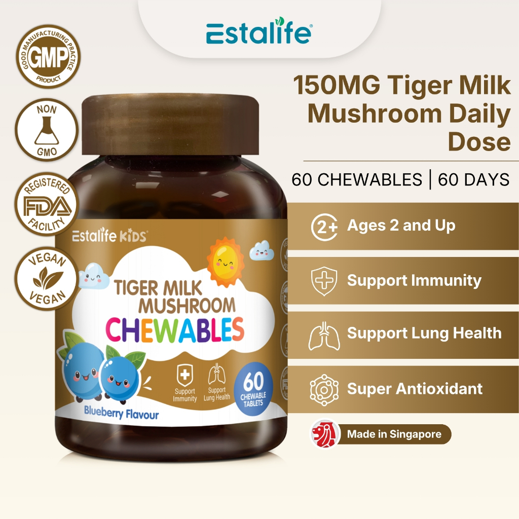 Estalife Kids Tiger Milk Mushroom Chewables | Immunity & Lung Health ...