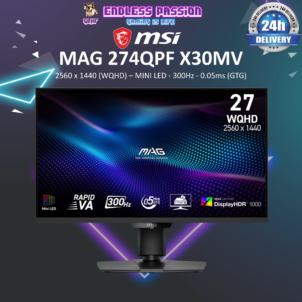 MSI MAG 274QPF X30 MV 27-inch QHD Mini-LED Gaming Monitor – 300Hz, HDR ...