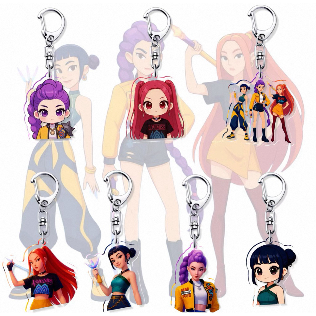 SG Set of 7 Keychain K-Pop demon hunter fever huntrix Mira rumi Zoey ...