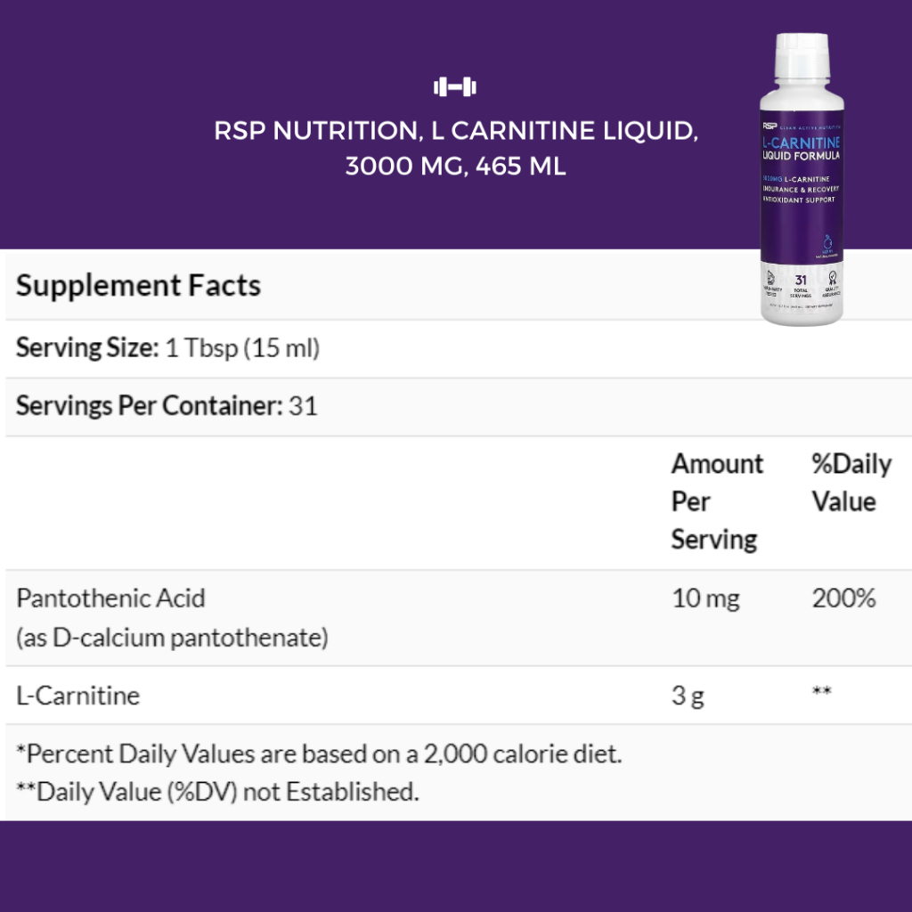 RSP Nutrition, L Carnitine Liquid, Weight Management, Improves ...